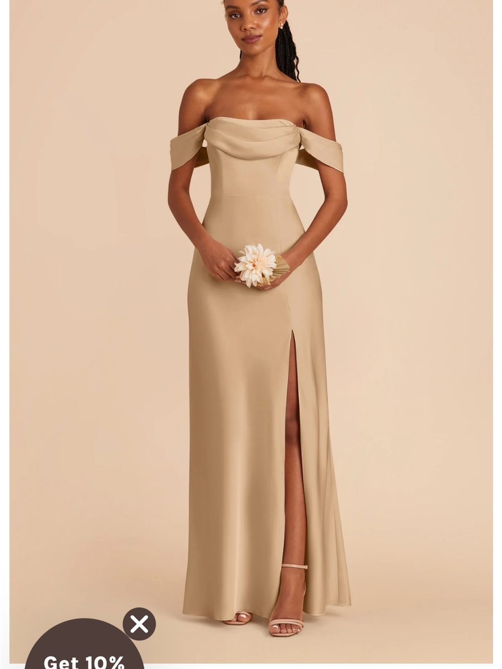 Birch grey satin gold Mia dress